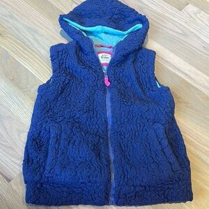 Mini Boden Chunky Blue Hooded Vest Size 7-8